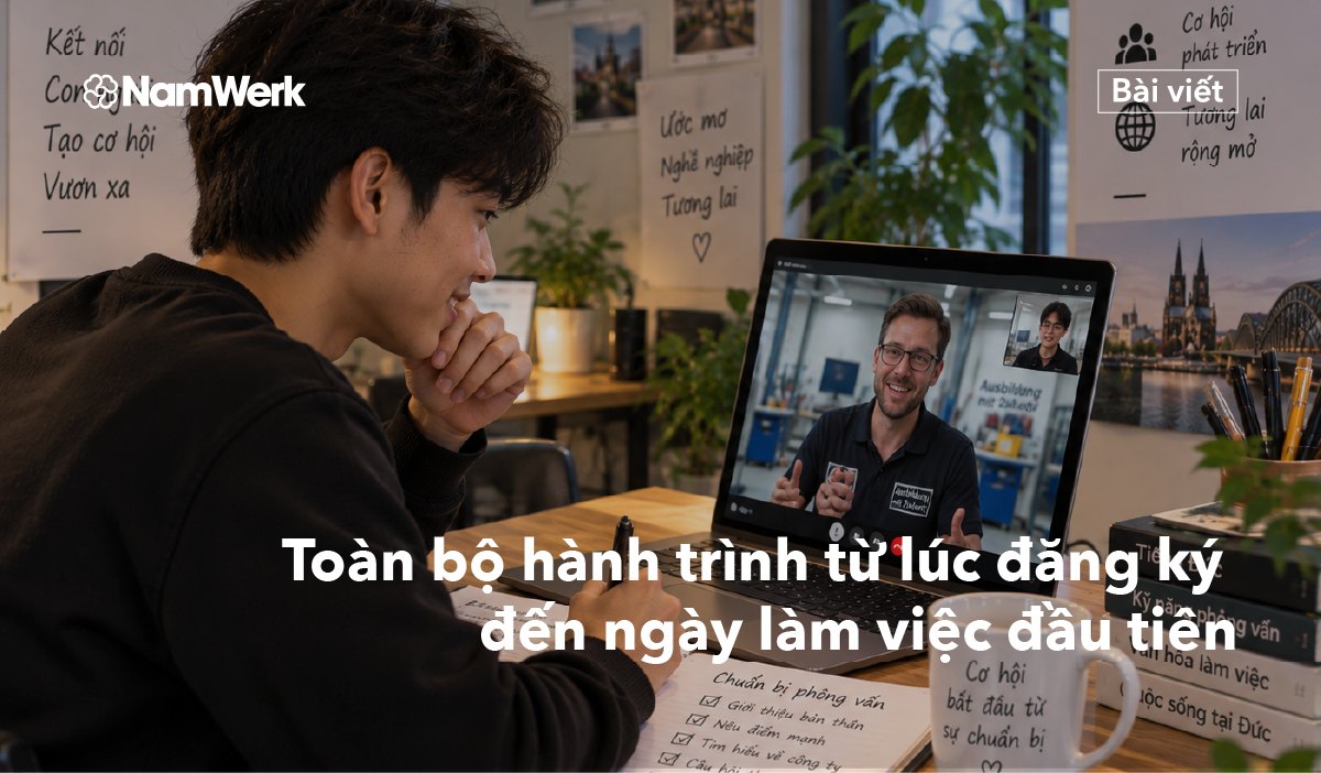 Ứng viên tham gia buổi phỏng vấn trực tuyến với doanh nghiệp Đức